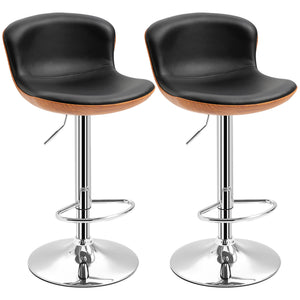 Barhocker 2er-Set höhenverstellbar drehbar mit Rückenlehne schwarz