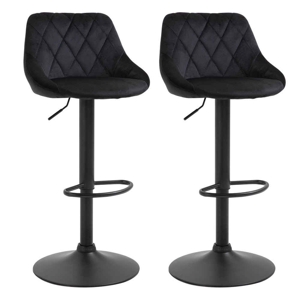 Bar stool set of 2, height adjustable, black