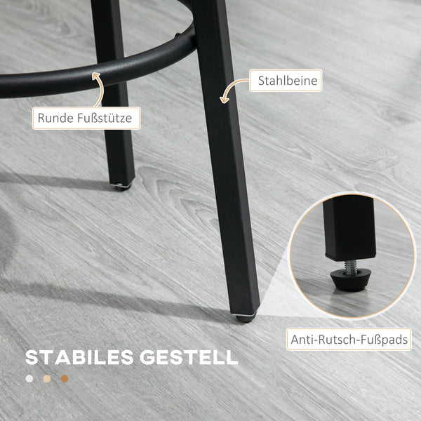 Set di 2 sgabelli da bar, design industriale, robusti, marroni