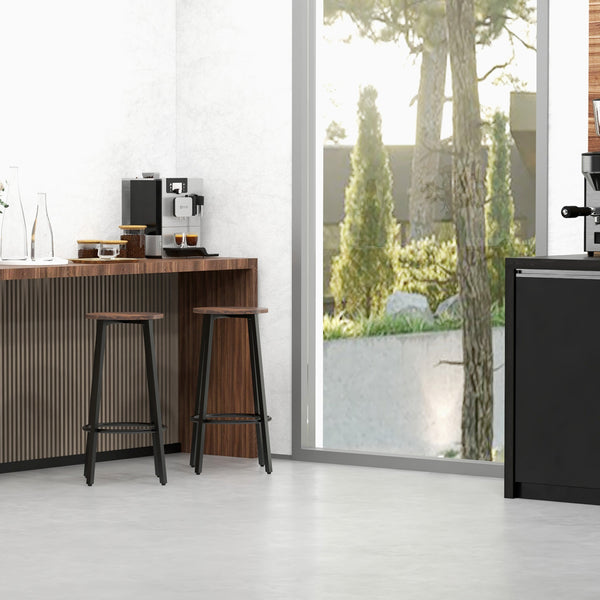 Set di 2 sgabelli da bar, design industriale, robusti, marroni