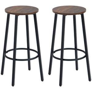 Set di 2 sgabelli da bar, design industriale, robusti, marroni