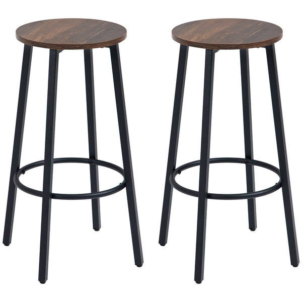 Set di 2 sgabelli da bar, design industriale, robusti, marroni