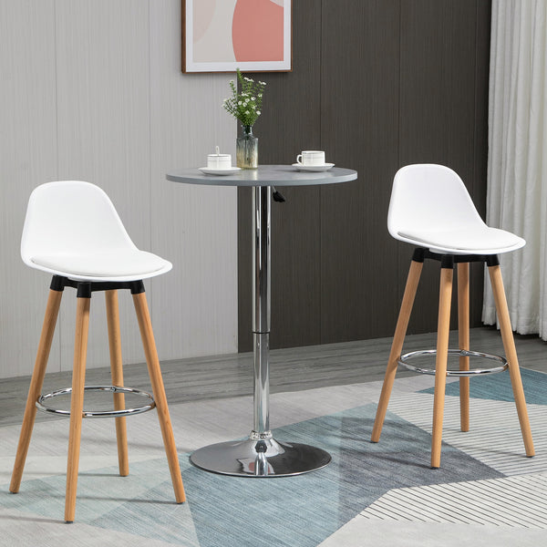 Barhocker 2er-Set Kunstleder 38,5x42,5x91cm Weiss