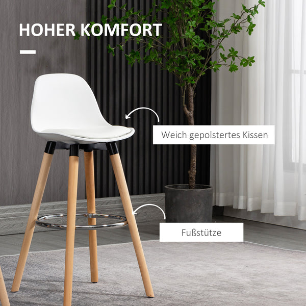 Barhocker 2er-Set Kunstleder 38,5x42,5x91cm Weiss