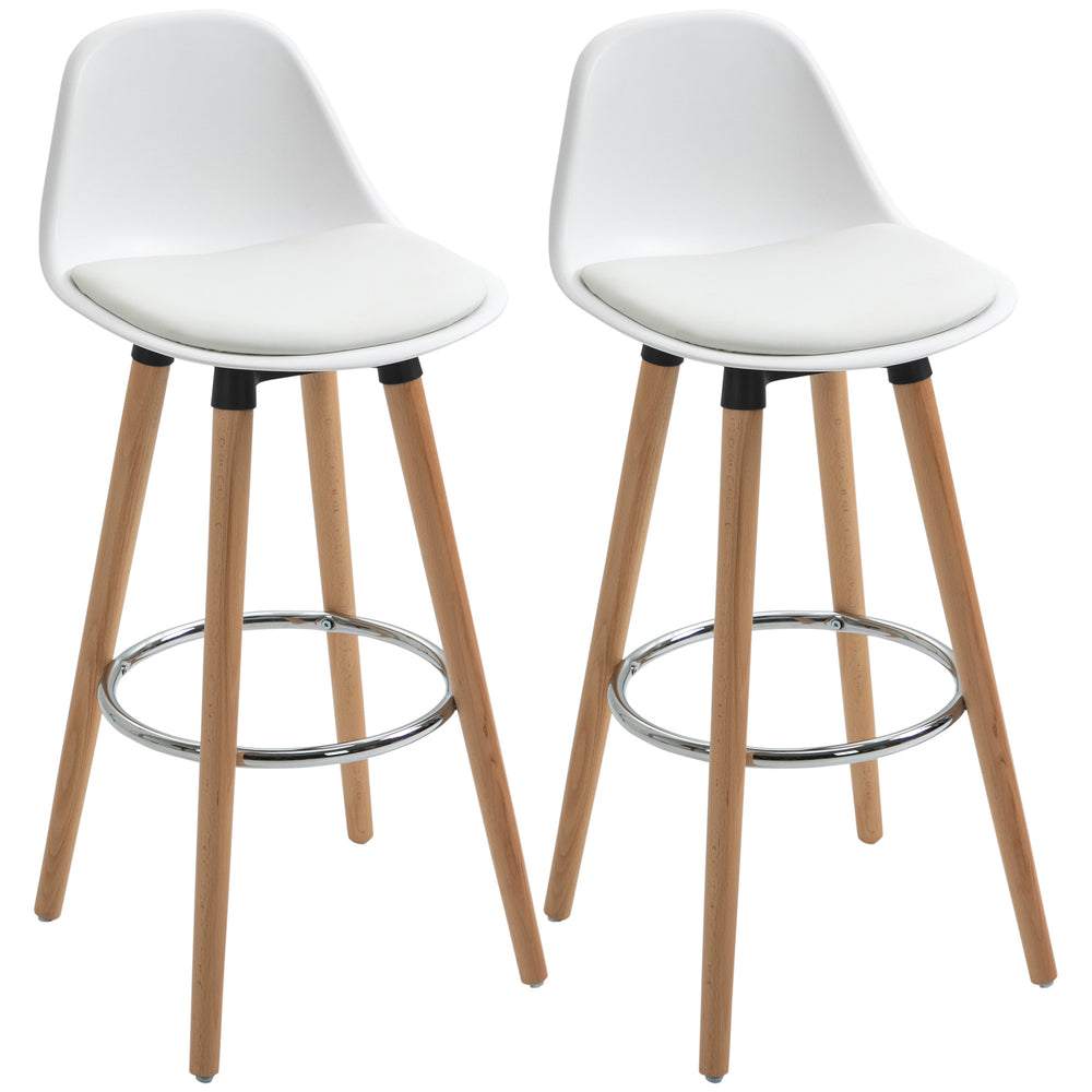 Bar stool set of 2, faux leather, 38.5x42.5x91cm, white
