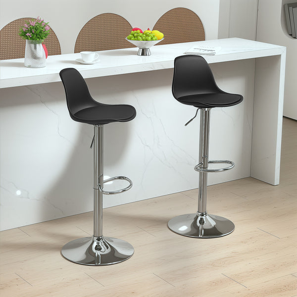 Barhocker 2er Set höhenverstellbar drehbar mit Lehne schwarz