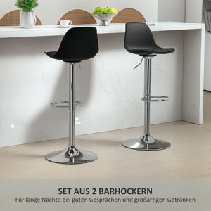 Barhocker 2er Set höhenverstellbar drehbar mit Lehne schwarz