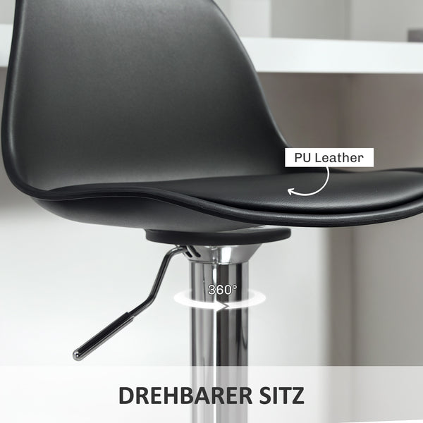 Barhocker 2er Set höhenverstellbar drehbar mit Lehne schwarz