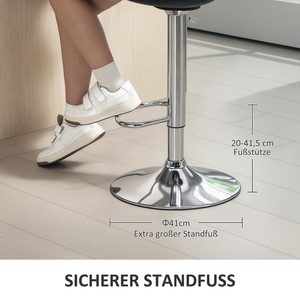 Barhocker 2er Set höhenverstellbar drehbar mit Lehne schwarz