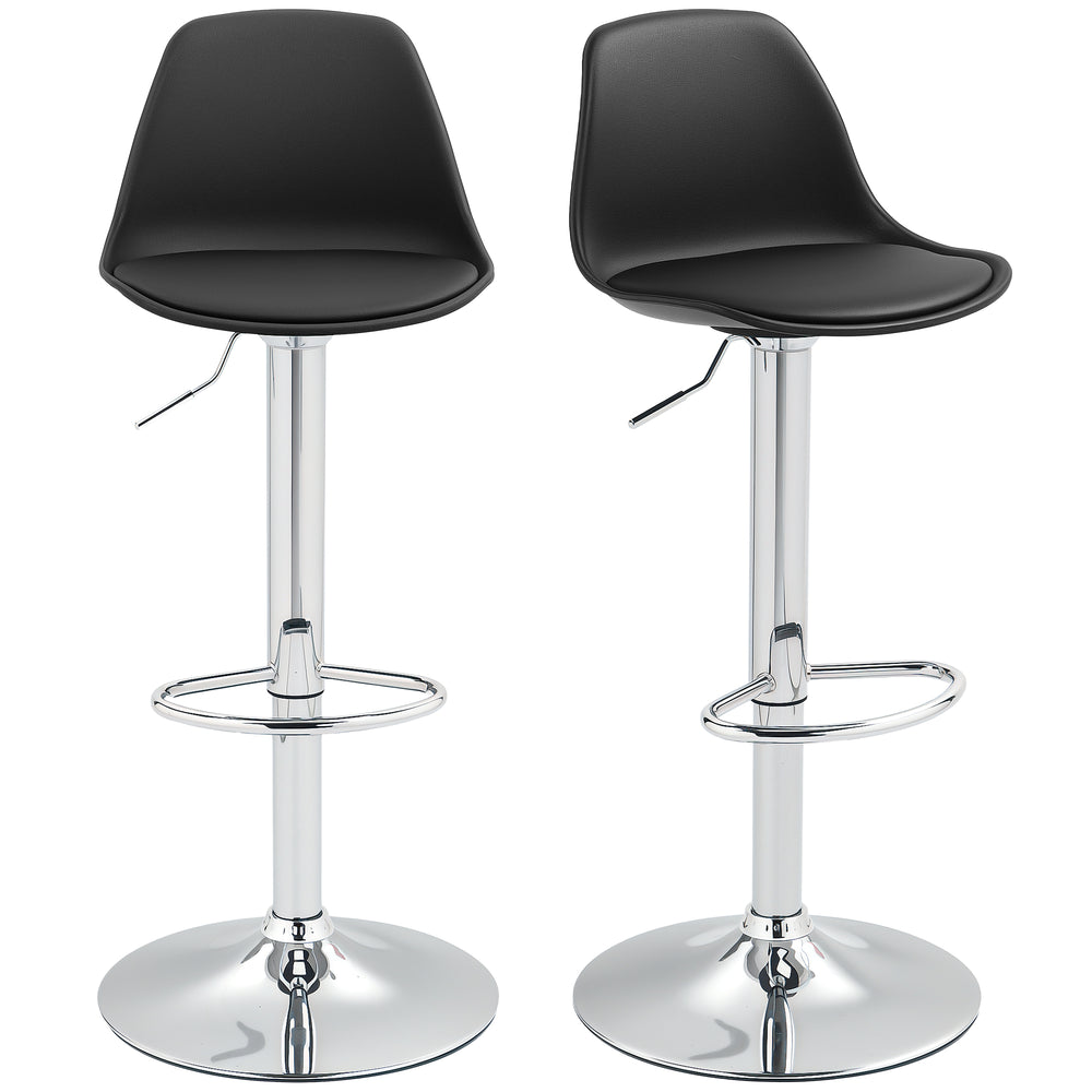 Barhocker 2er Set höhenverstellbar drehbar mit Lehne schwarz