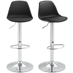 Barhocker 2er Set höhenverstellbar drehbar mit Lehne schwarz