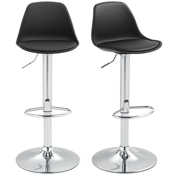 Barhocker 2er Set höhenverstellbar drehbar mit Lehne schwarz