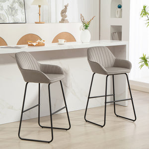 Barhocker 2er-Set gepolstert mit Metallbeinen grau