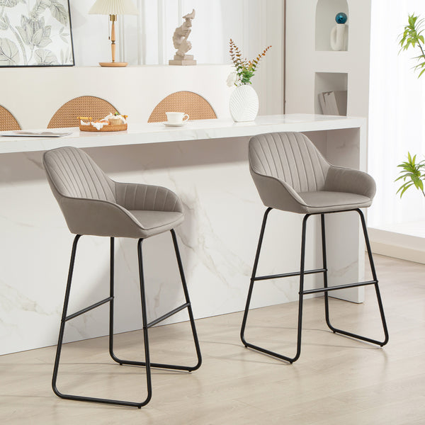 Barhocker 2er-Set gepolstert mit Metallbeinen grau