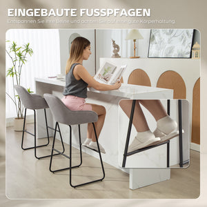 Barhocker 2er-Set gepolstert mit Metallbeinen grau