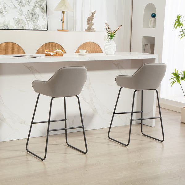 Barhocker 2er-Set gepolstert mit Metallbeinen grau