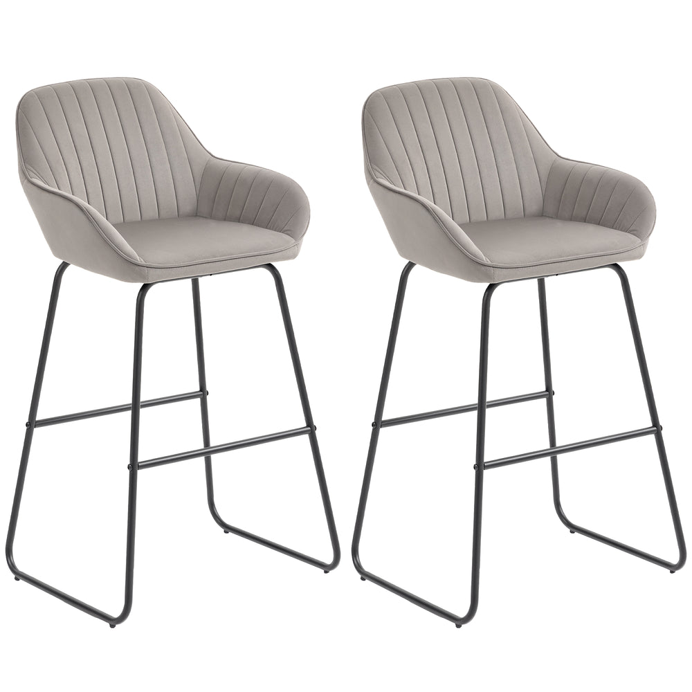 Barhocker 2er-Set gepolstert mit Metallbeinen grau