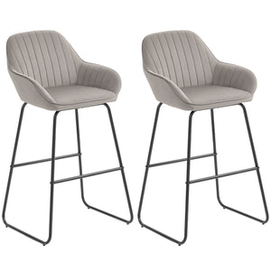 Barhocker 2er-Set gepolstert mit Metallbeinen grau