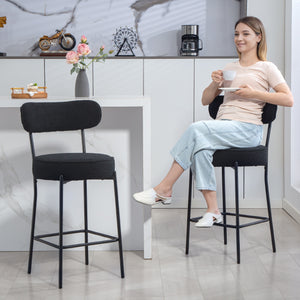 Barhocker 2er-Set mit Polstersitz und Fussstütze Metall schwarz