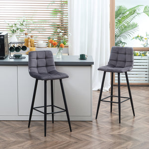 Barhocker 2er Set mit Fussstütze Retro Design grau