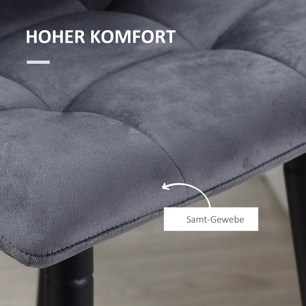 Barhocker 2er Set mit Fussstütze Retro Design grau