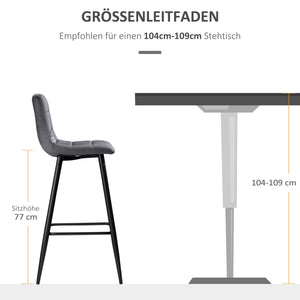 Barhocker 2er Set mit Fussstütze Retro Design grau