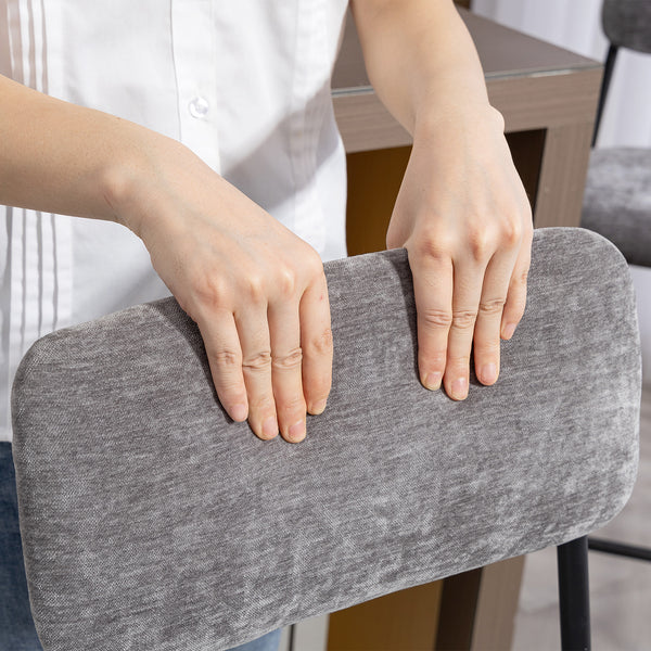 Barhocker 2er-Set gepolstert mit Rückenlehne für Küche und Bar grau