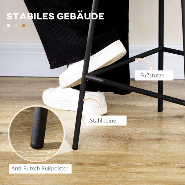 Boho-design bar stool with backrest and footrest, yellow and black