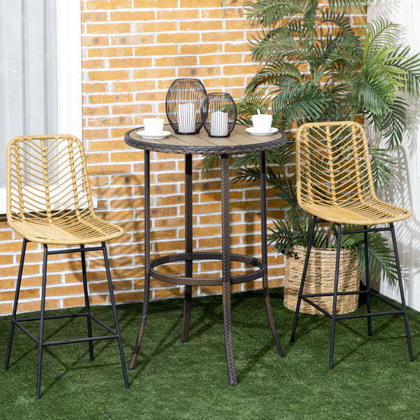 Boho-design bar stool with backrest and footrest, yellow and black