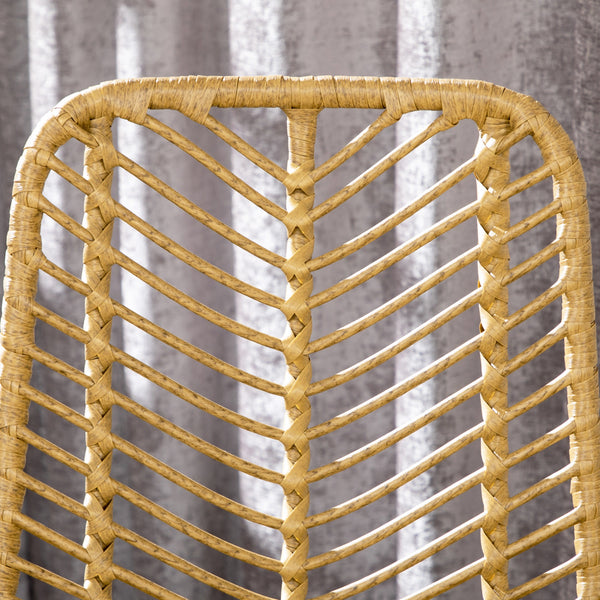 Boho-design bar stool with backrest and footrest, yellow and black