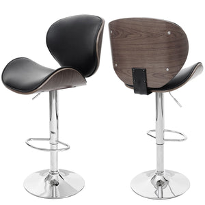 Barhocker Barstuhl Bugholz Retro-Design Holz Kunstleder grau