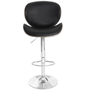 Barhocker Barstuhl Bugholz Retro-Design Holz Kunstleder grau