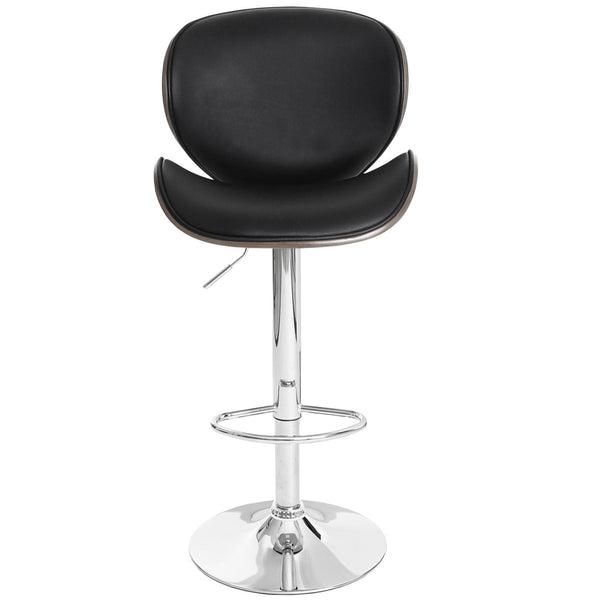 Barhocker Barstuhl Bugholz Retro-Design Holz Kunstleder grau