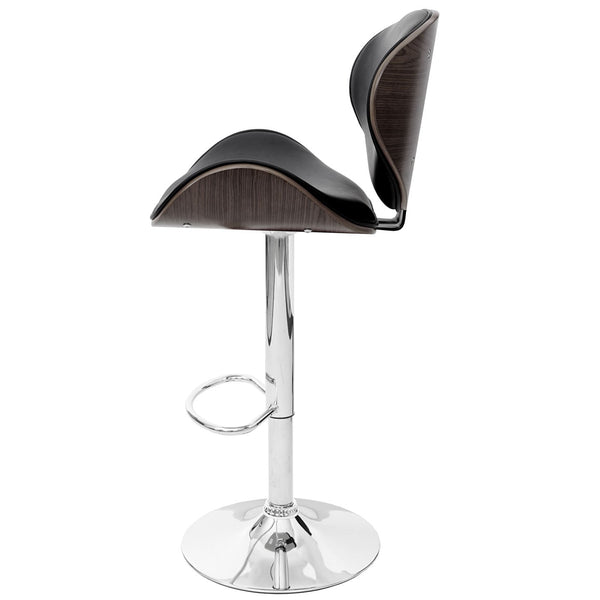 Barhocker Barstuhl Bugholz Retro-Design Holz Kunstleder grau
