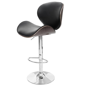 Barhocker Barstuhl Bugholz Retro-Design Holz Kunstleder grau