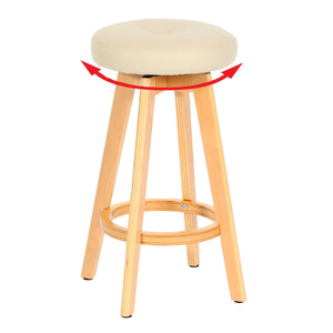 Barhocker Barstuhl Tresenhocker Holz Kunstleder drehbar creme