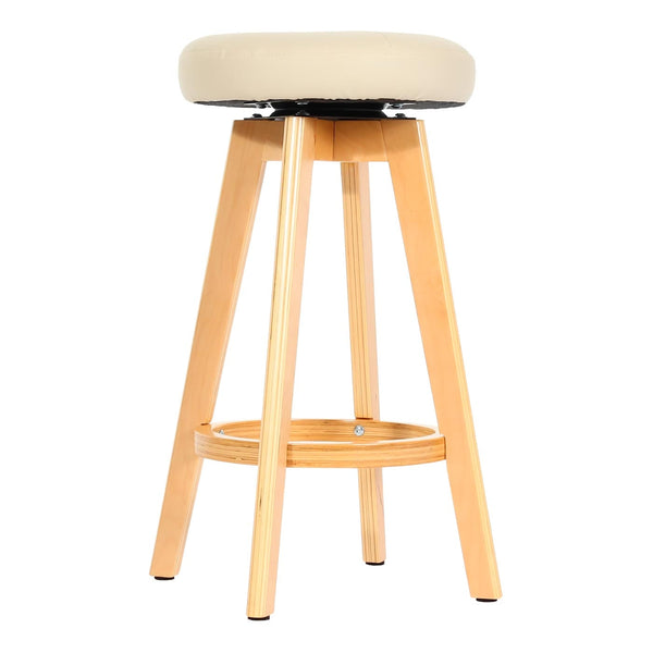 Barhocker Barstuhl Tresenhocker Holz Kunstleder drehbar creme