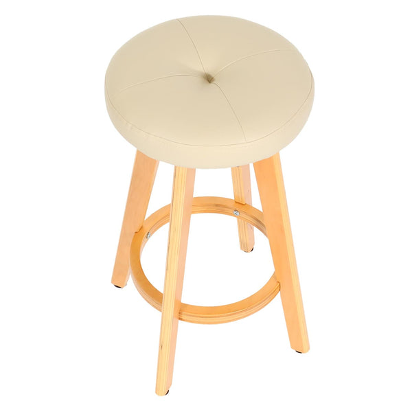 Barhocker Barstuhl Tresenhocker Holz Kunstleder drehbar creme