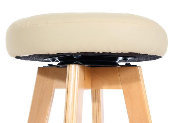 Barhocker Barstuhl Tresenhocker Holz Kunstleder drehbar creme