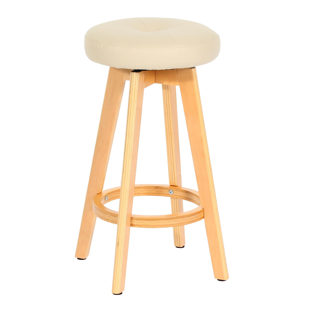 Barhocker Barstuhl Tresenhocker Holz Kunstleder drehbar creme