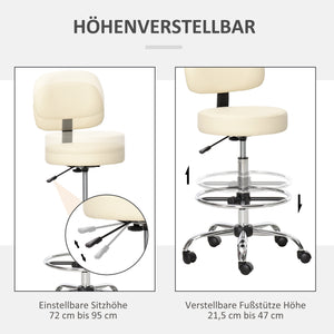 Sgabello da bar girevole, regolabile in altezza, beige