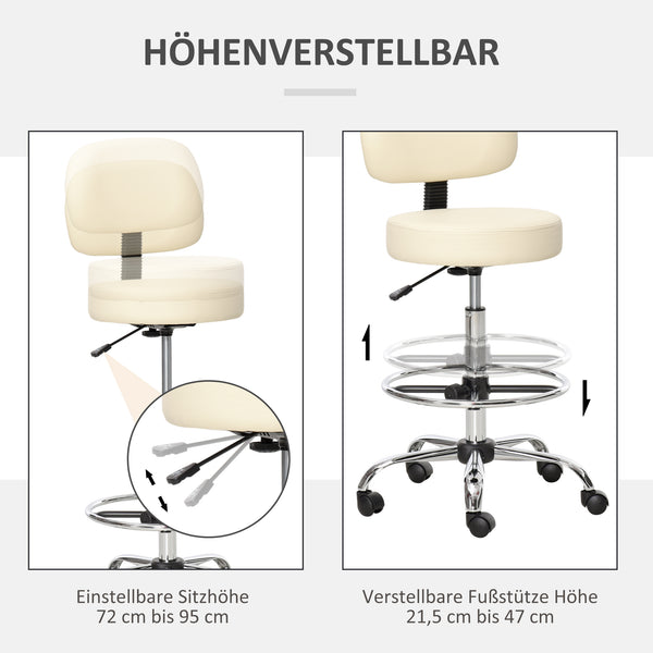 Sgabello da bar girevole, regolabile in altezza, beige
