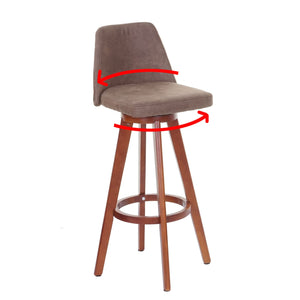 Barhocker Barstuhl Tresenhocker Holz Textil drehbar Vintage braun