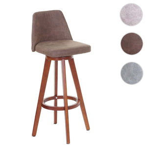 Barhocker Barstuhl Tresenhocker Holz Textil drehbar Vintage braun