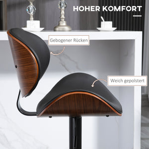 Barhocker höhenverstellbar Kunstleder mit Drehfunktion Schwarz