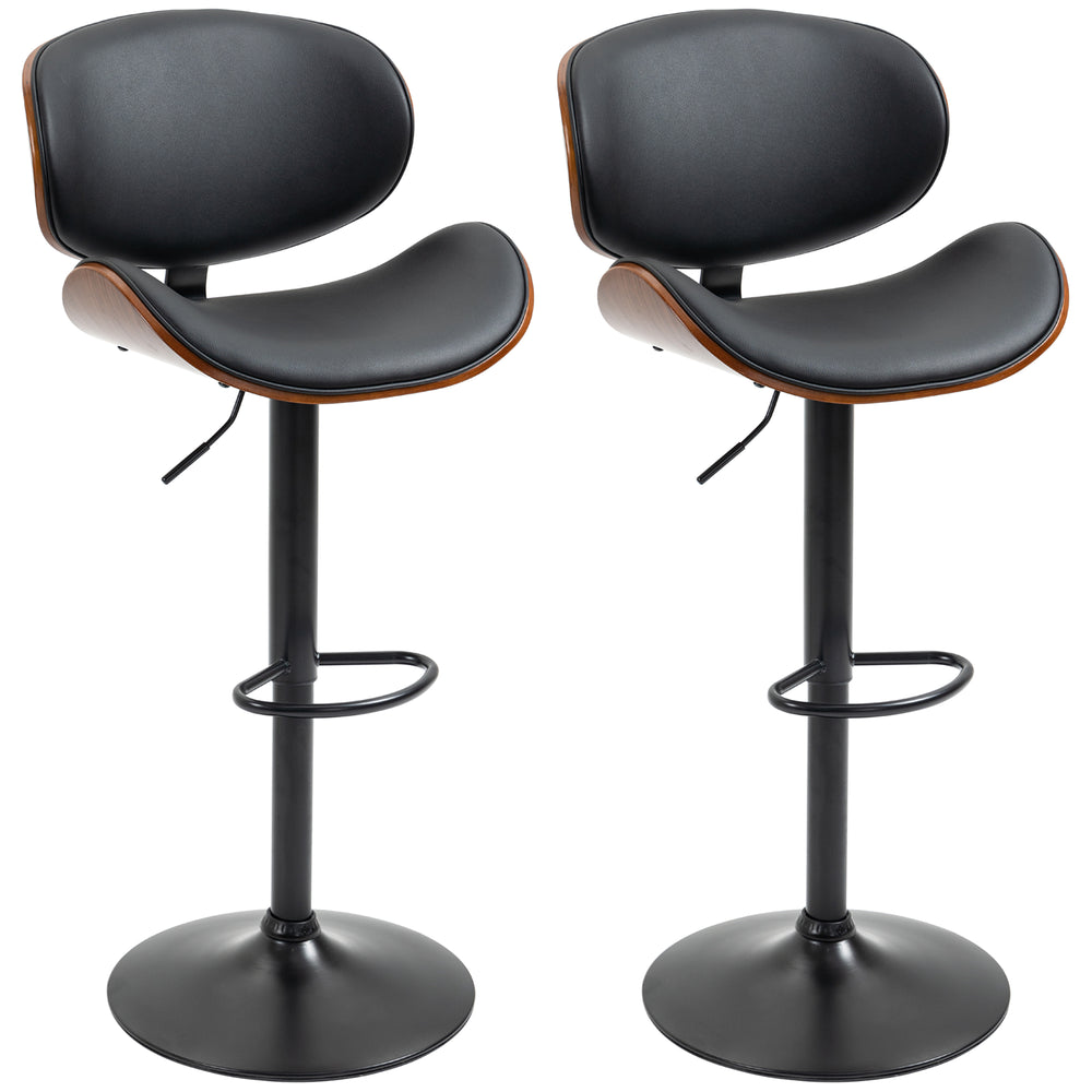 Barhocker höhenverstellbar Kunstleder mit Drehfunktion Schwarz