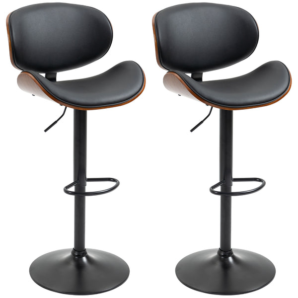 Barhocker höhenverstellbar Kunstleder mit Drehfunktion Schwarz