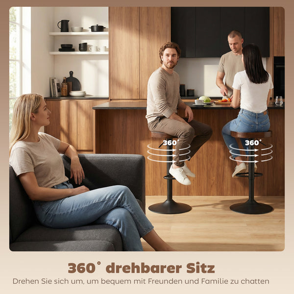 Barhocker 2er Set höhenverstellbar drehbar Holz dunkelbraun
