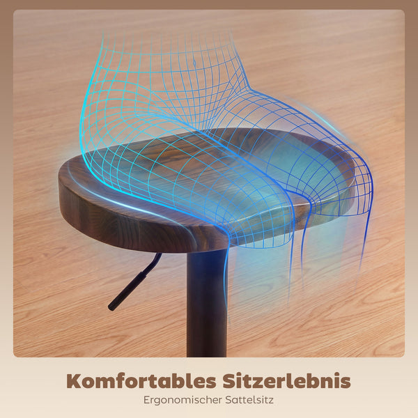 Barhocker 2er Set höhenverstellbar drehbar Holz dunkelbraun