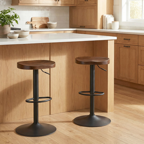 Barhocker 2er Set höhenverstellbar drehbar Holz dunkelbraun